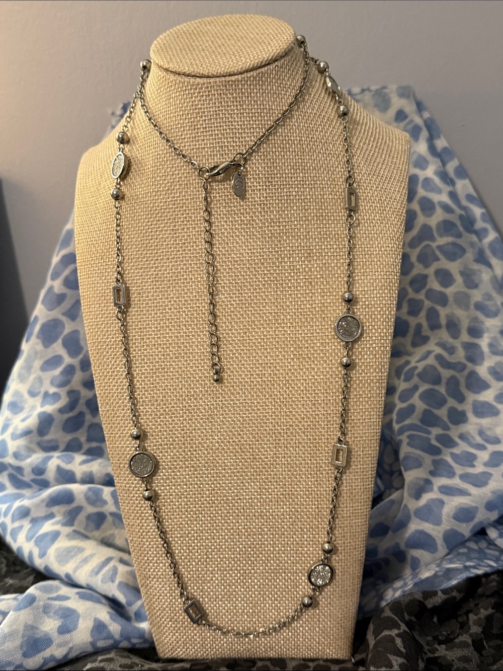 Charming Charlie Silver Toned Long Station Necklace
